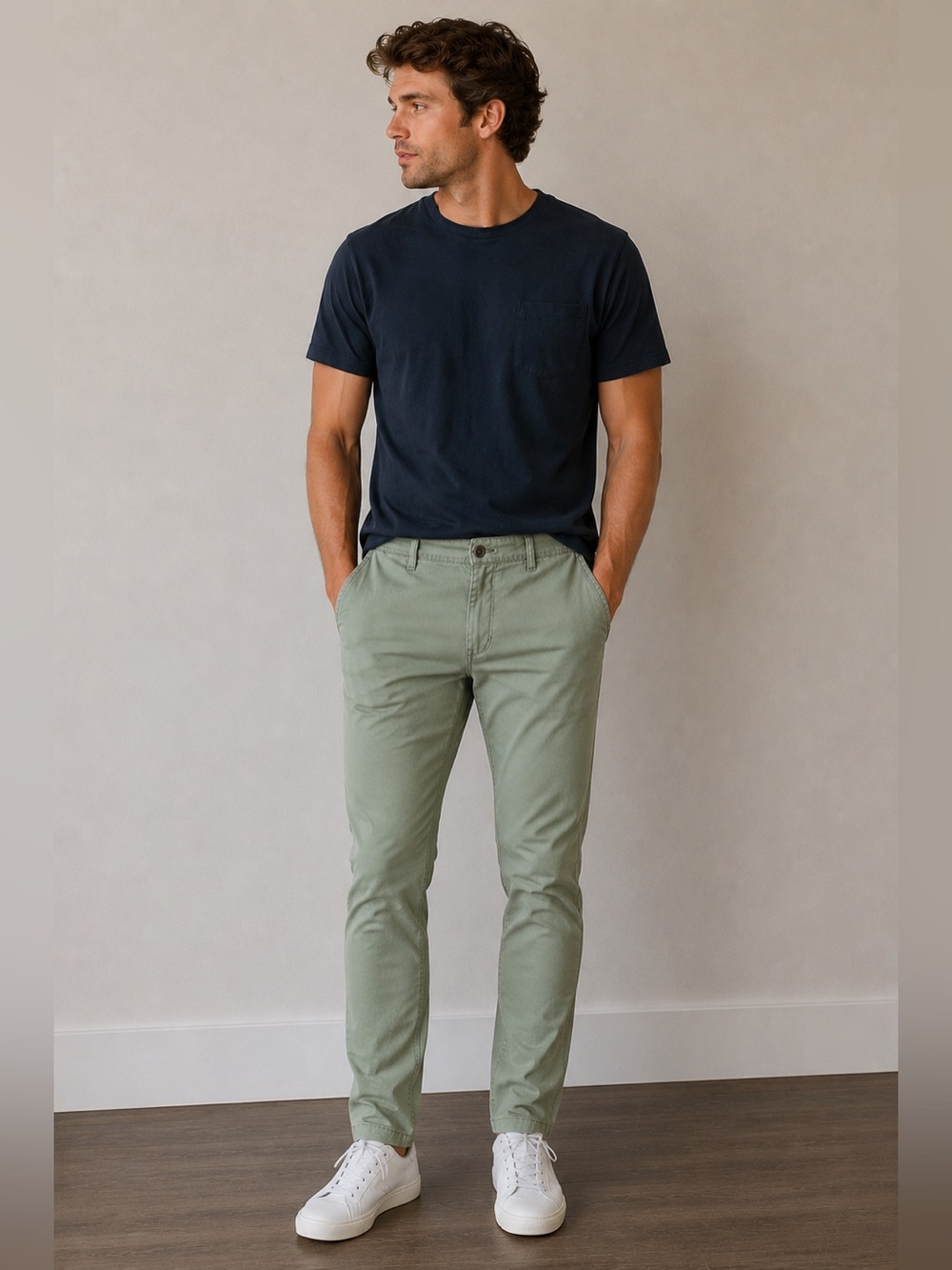 DIXXON Men's Olive/Green Chinos